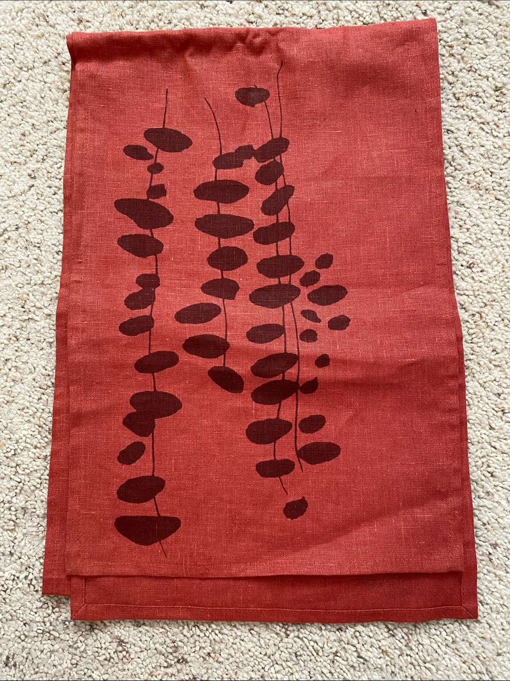 Tang Linen Table Runner in Terracotta by Lotta Jansdotter.